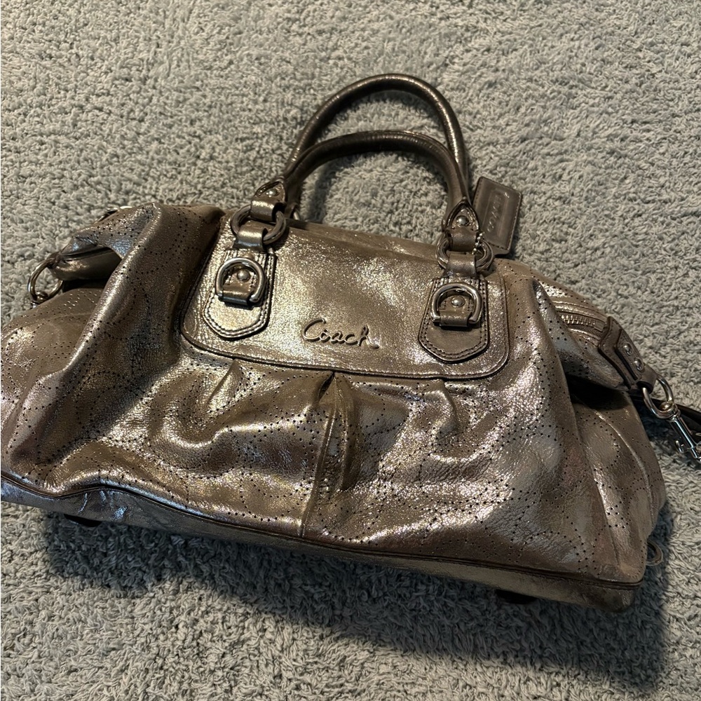 Coach Ashley Metallic Silver Women's Bag